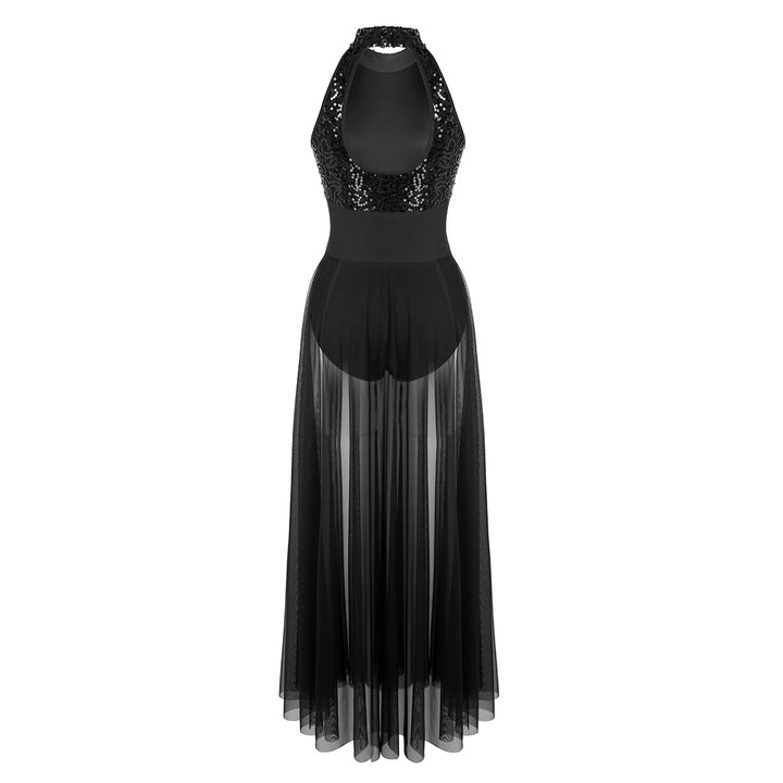 Robe justaucorps paillettes Macha fendue sur le côté