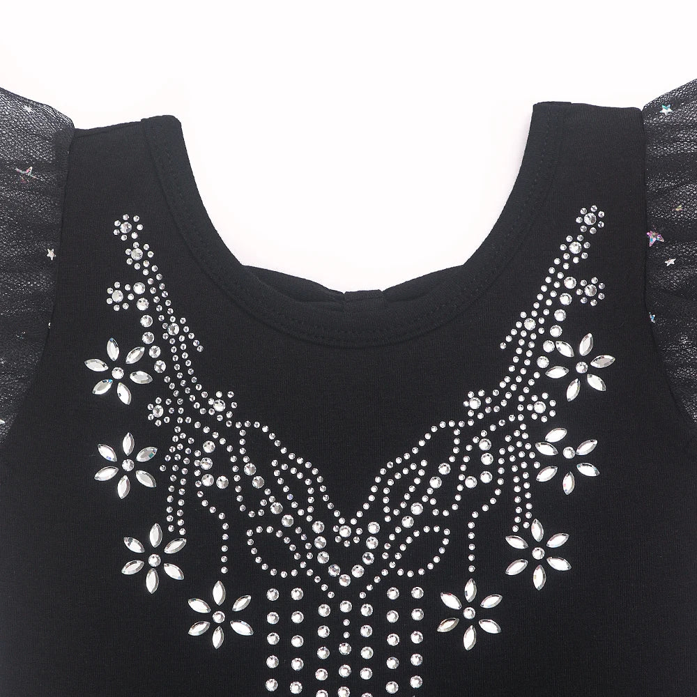 Justaucorps Tutu manches courtes strass et paillettes Kaia