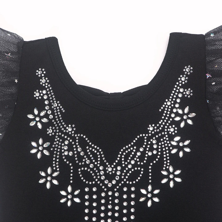 Justaucorps Tutu manches courtes strass et paillettes Kaia