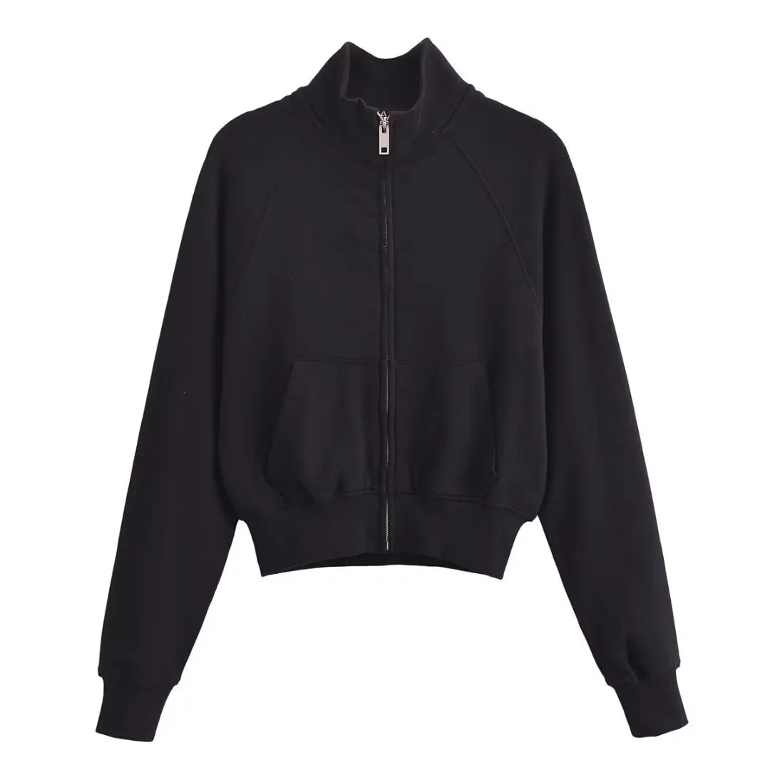 Veste courte zip col haut avec ou sans pantalon