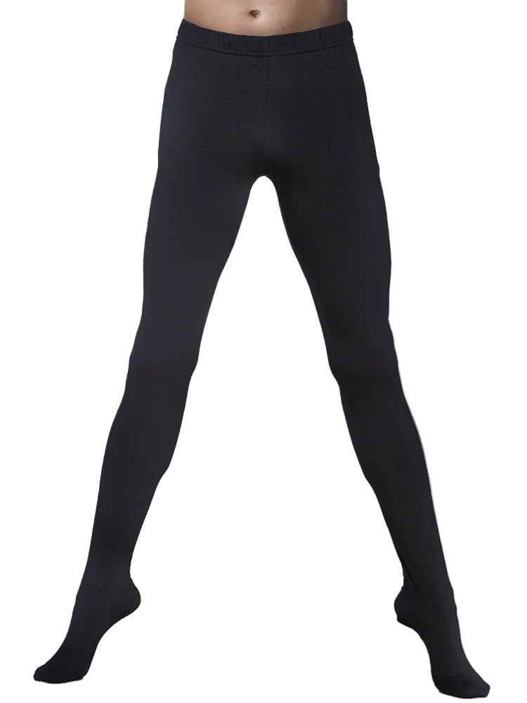 Collant danse uni opaque avec pieds pour homme