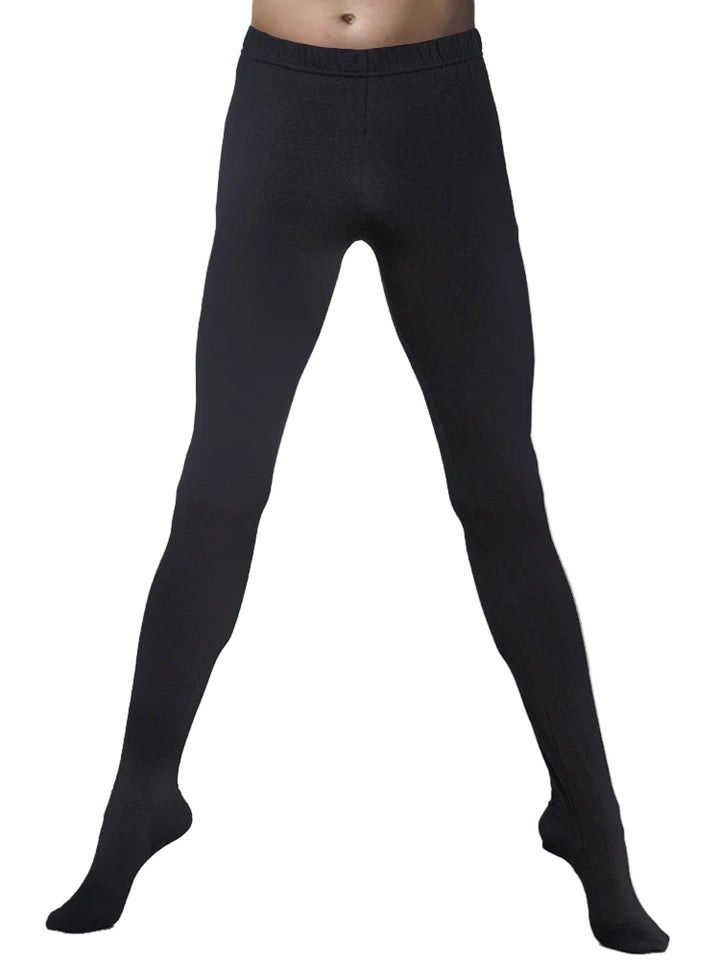 Collant danse uni opaque avec pieds pour homme