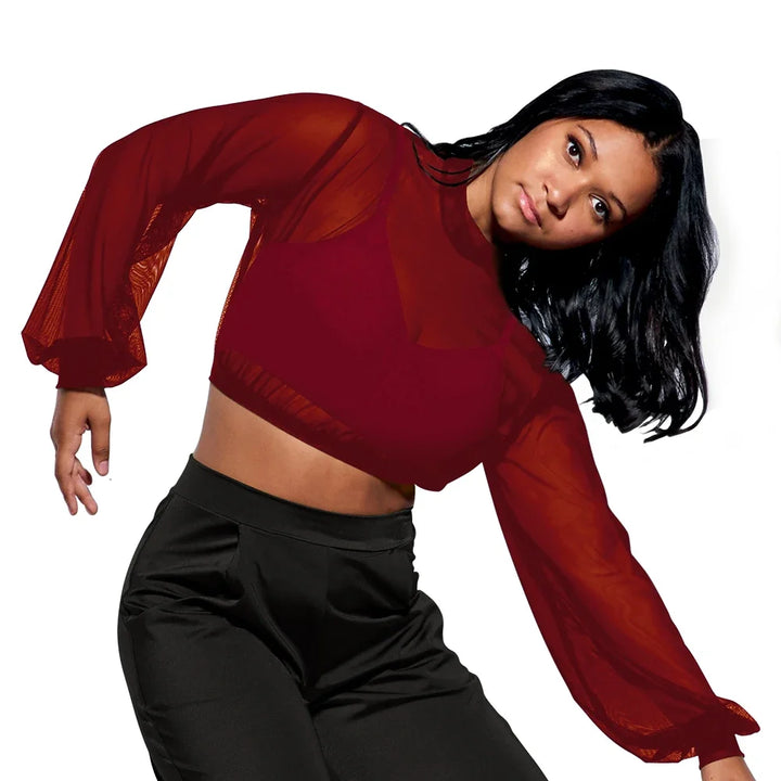 Top crop mesh manches longues avec brassière Vita