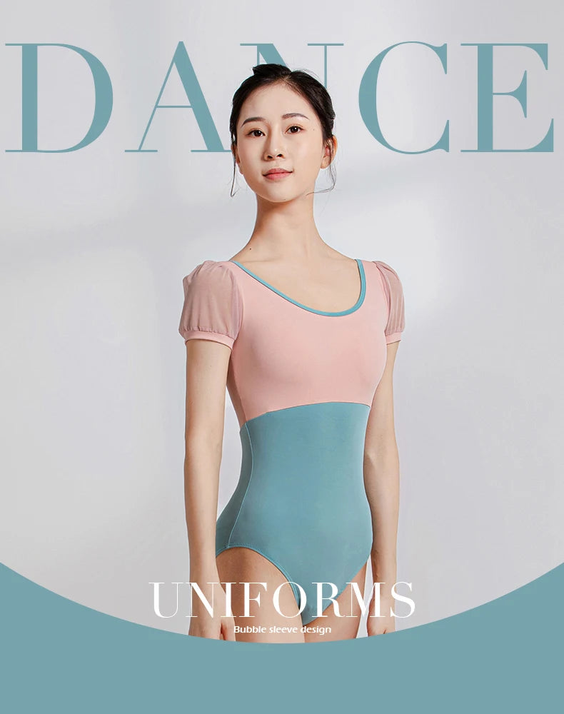 Justaucorps manches courtes bi-colore Sansha