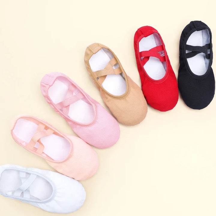 Chaussons demi-pointes en toile 6 coloris au choix