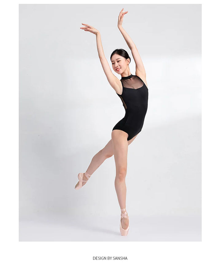 Justaucorps bi-matiere sans manches Sansha