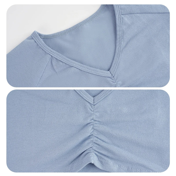 Top court décolleté manches longues Filles