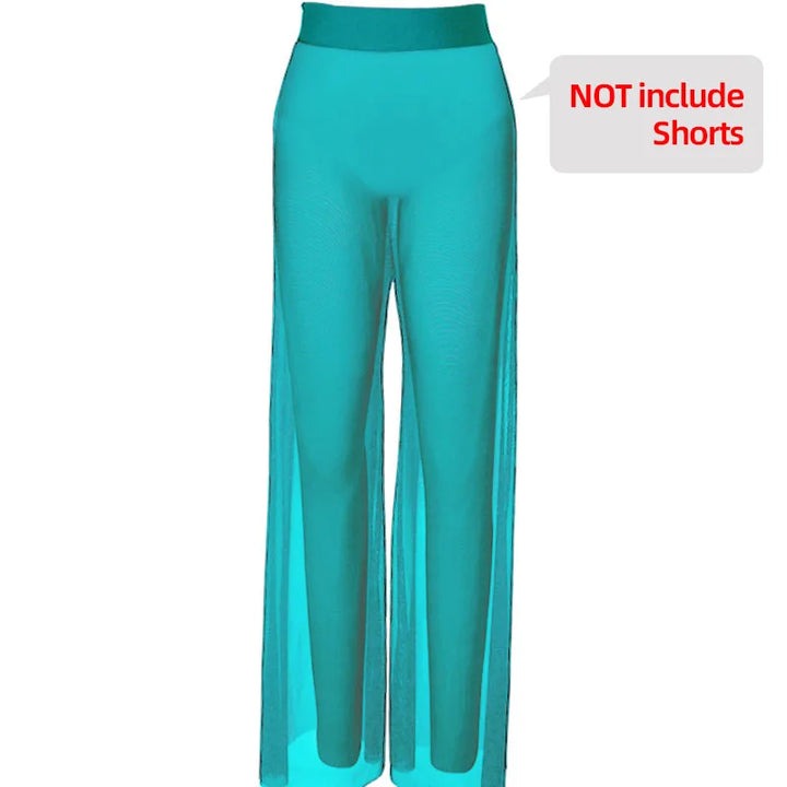 Pantalon Florence large en mesh transparent