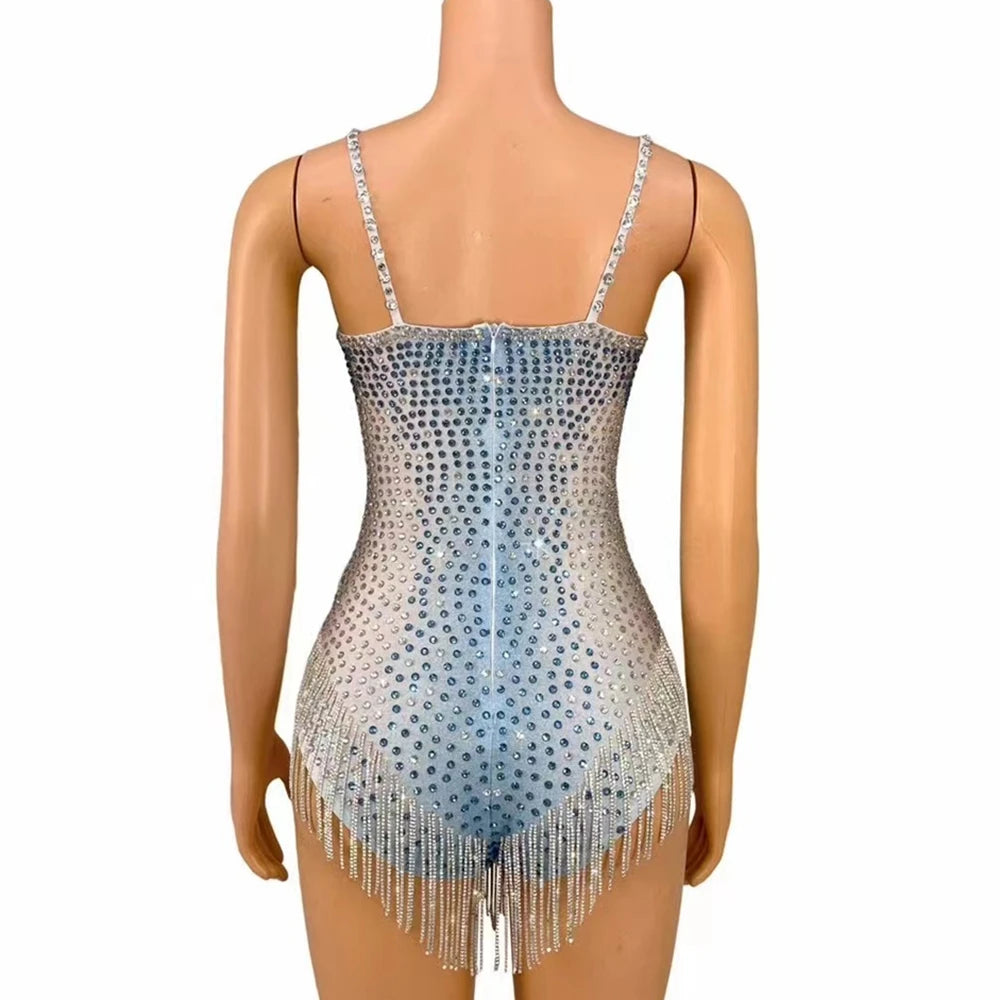 Justaucorps franges et strass Greta