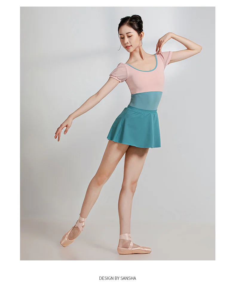 Justaucorps manches courtes bi-colore Sansha