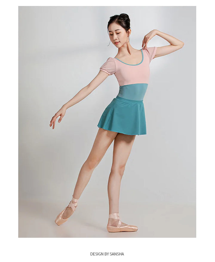 Justaucorps manches courtes bi-colore Sansha