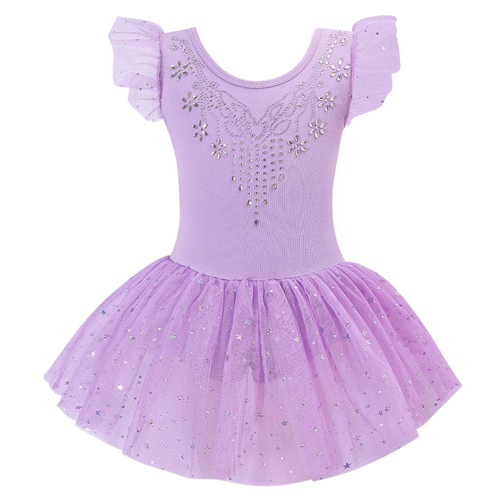 Justaucorps Tutu manches courtes strass et paillettes Kaia