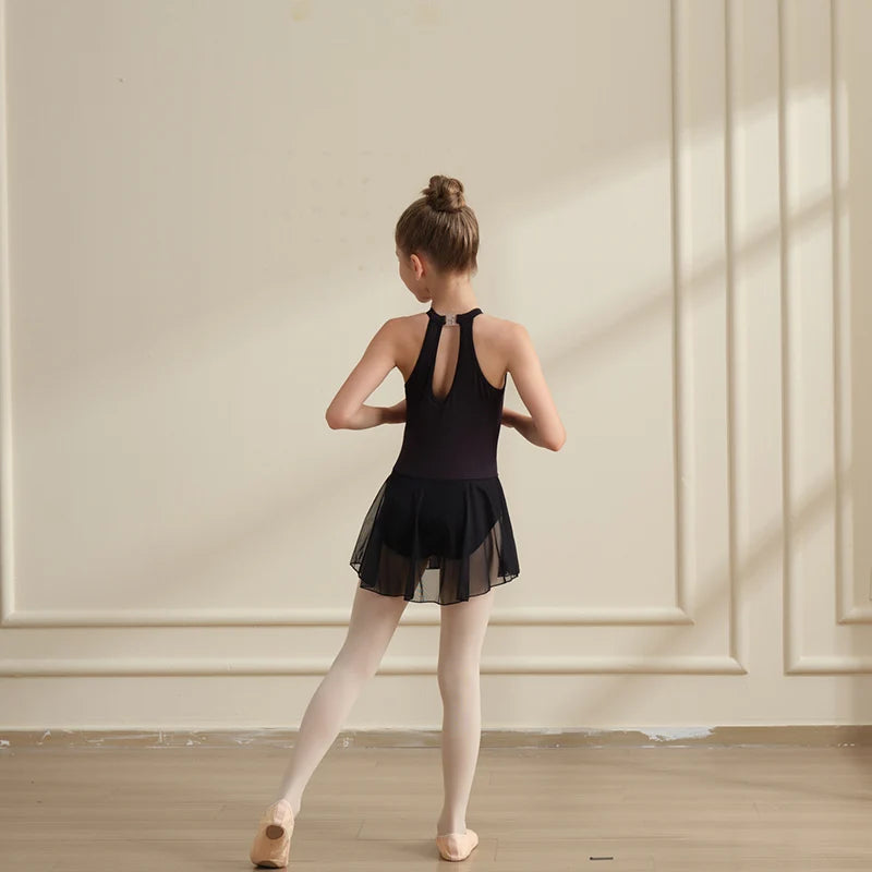 Justaucorps noir sans manche avec jupette Manon