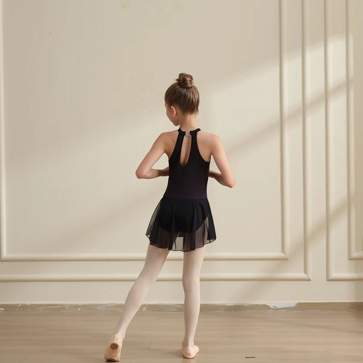 Justaucorps noir sans manche avec jupette Manon