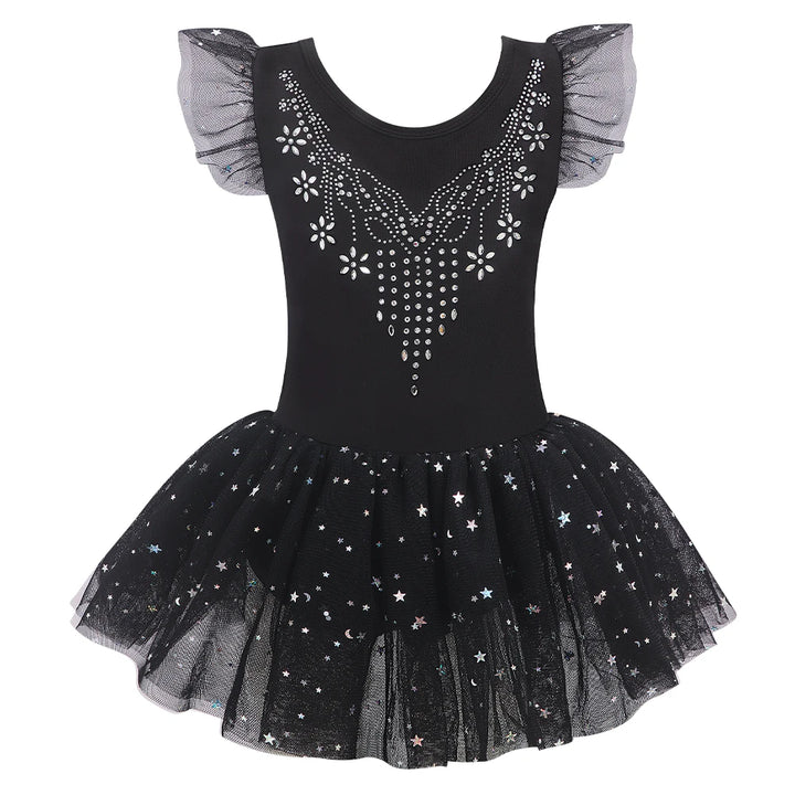 Justaucorps Tutu manches courtes strass et paillettes Kaia