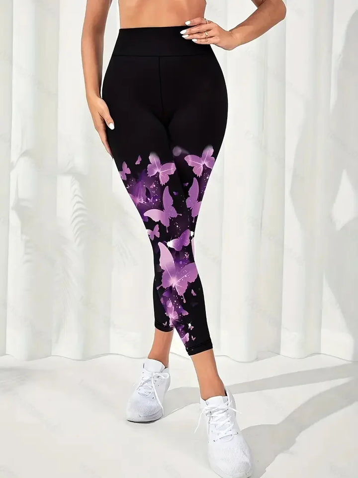 Leggings slim imprimé papillon