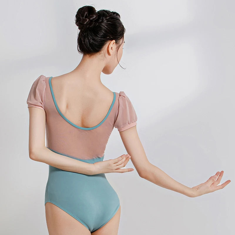 Justaucorps manches courtes bi-colore Sansha