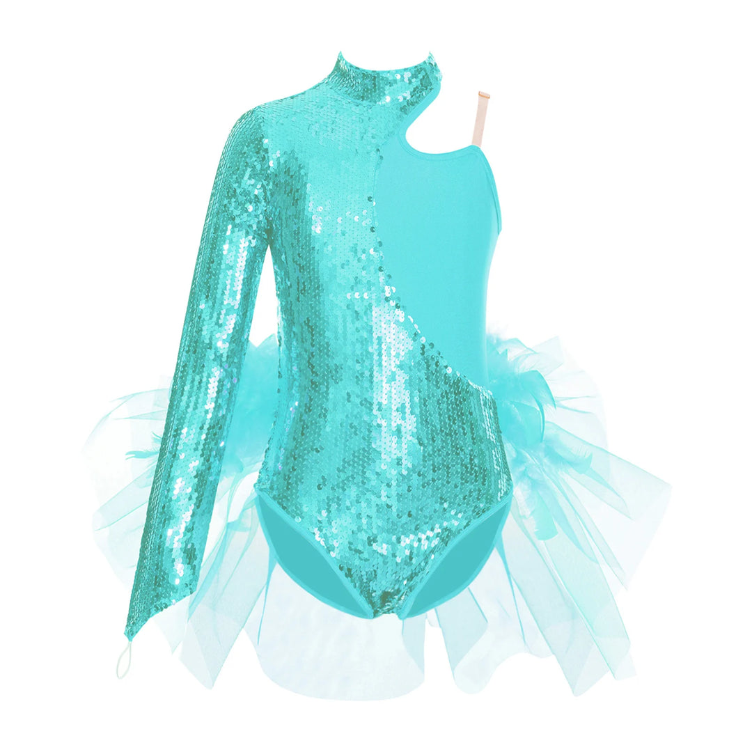 Justaucorps 1 manche avec tulle et paillettes Lamya