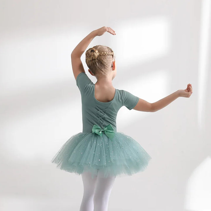 Justaucorps tutu paillettes manches courtes CELESTE