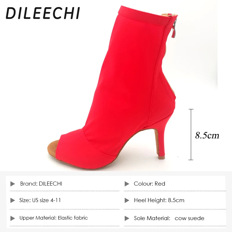 Bottines danse Assa rouge semelle caoutchouc Talons 7.5 à 11cm