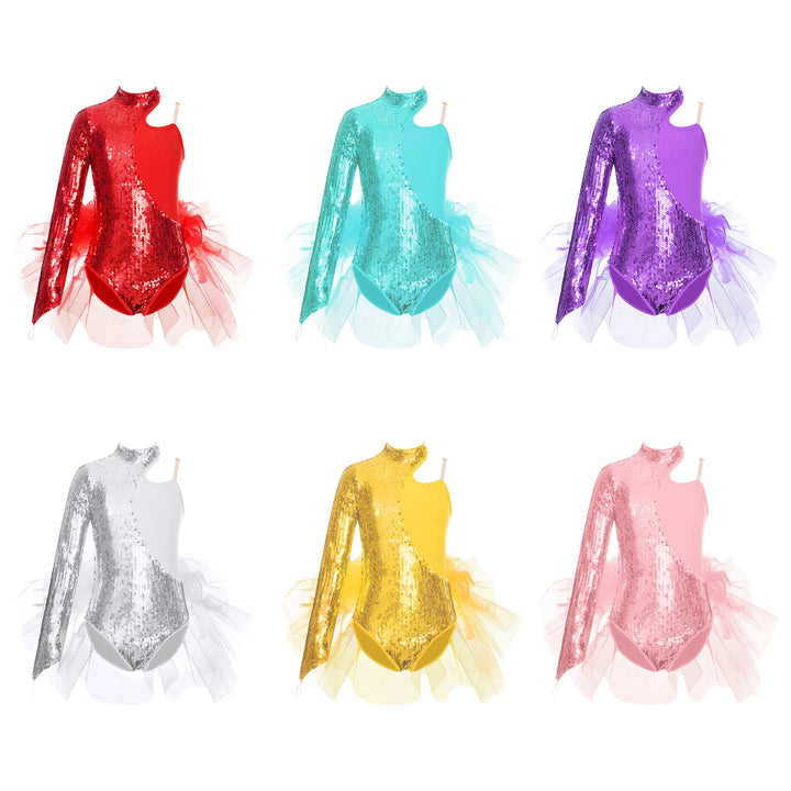 Justaucorps 1 manche avec tulle et paillettes Lamya