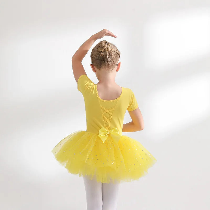 Justaucorps tutu paillettes manches courtes CELESTE