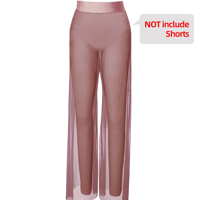 Pantalon Florence large en mesh transparent