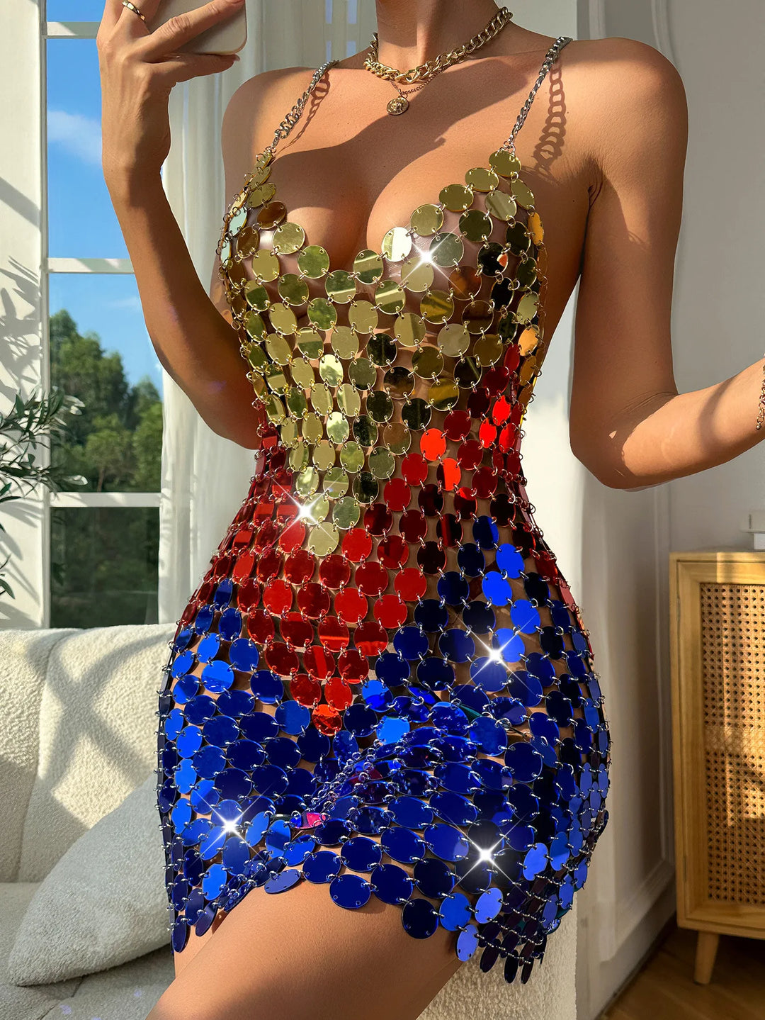 Robe Colorful Metal Sequins Azima