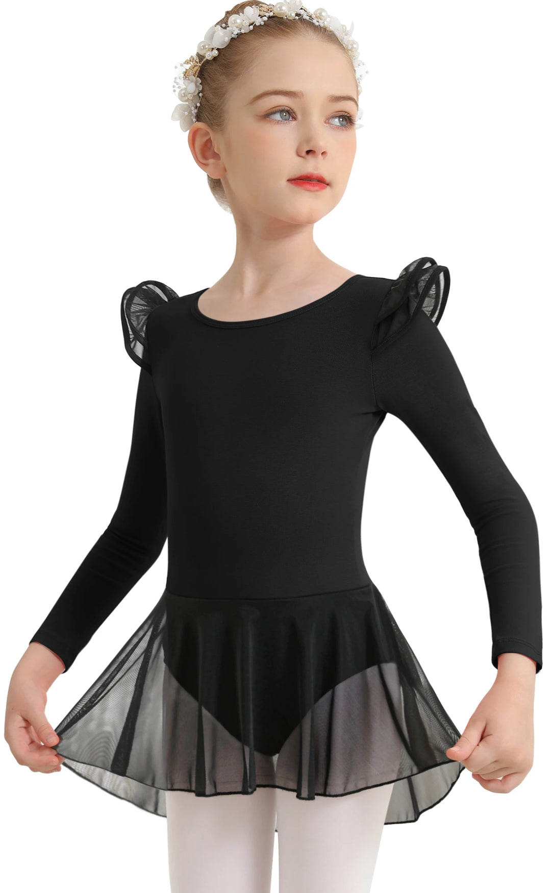 Justaucorps manches courtes ou longues avec jupette Alwenn