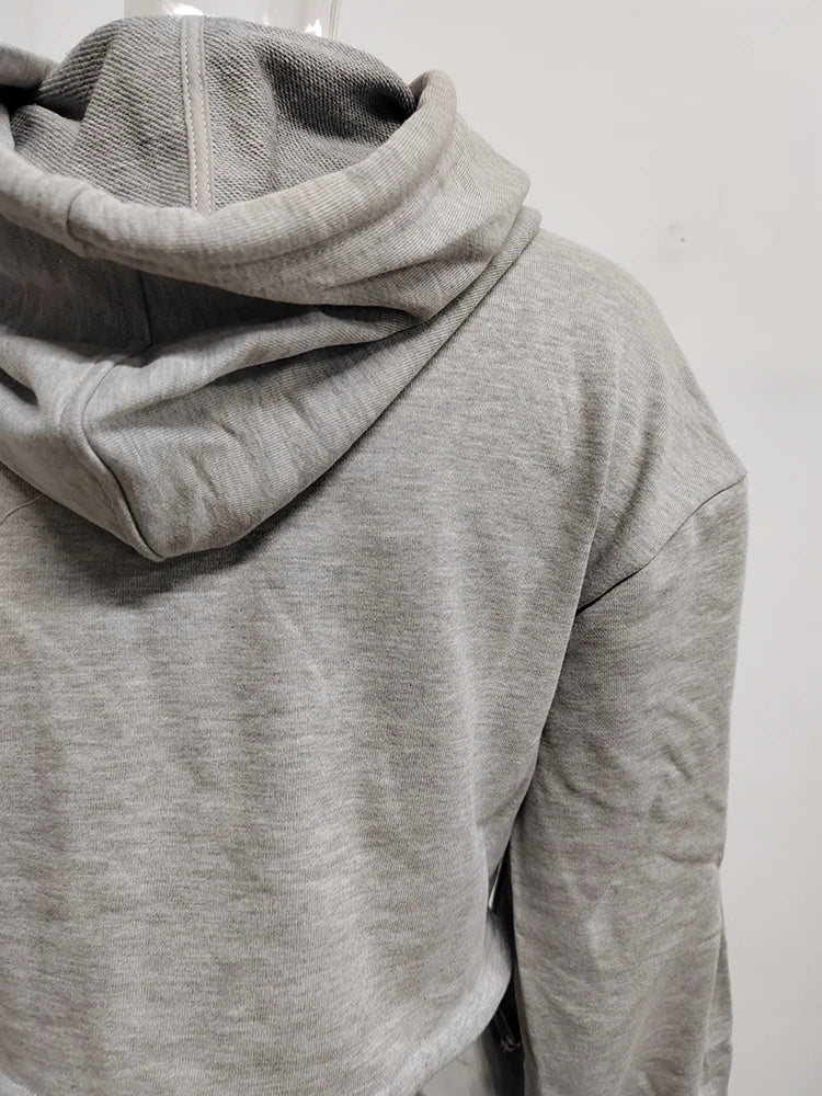 Sweat capuche polaire Crop manches longues avec top