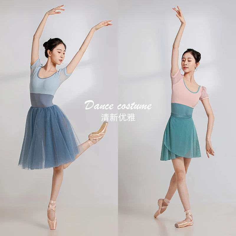 Justaucorps manches courtes bi-colore Sansha