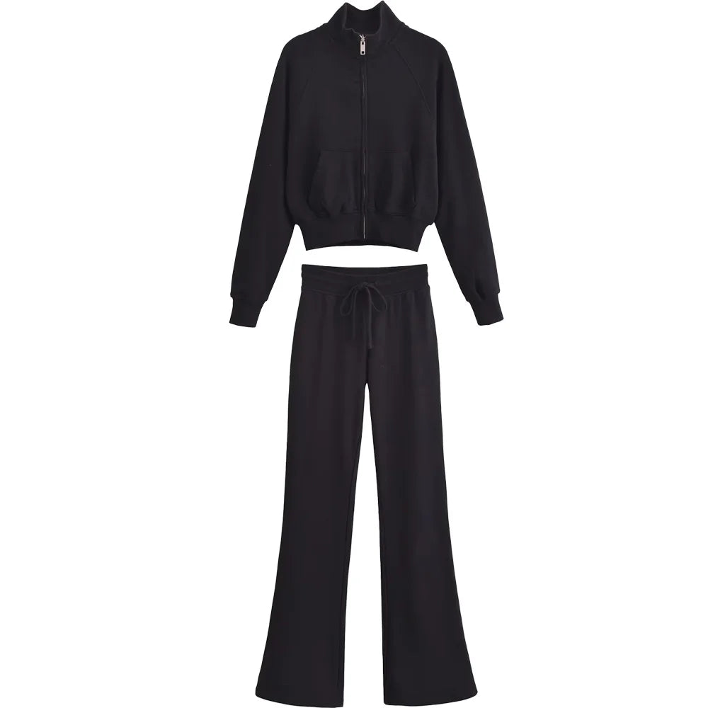 Veste courte zip col haut avec ou sans pantalon