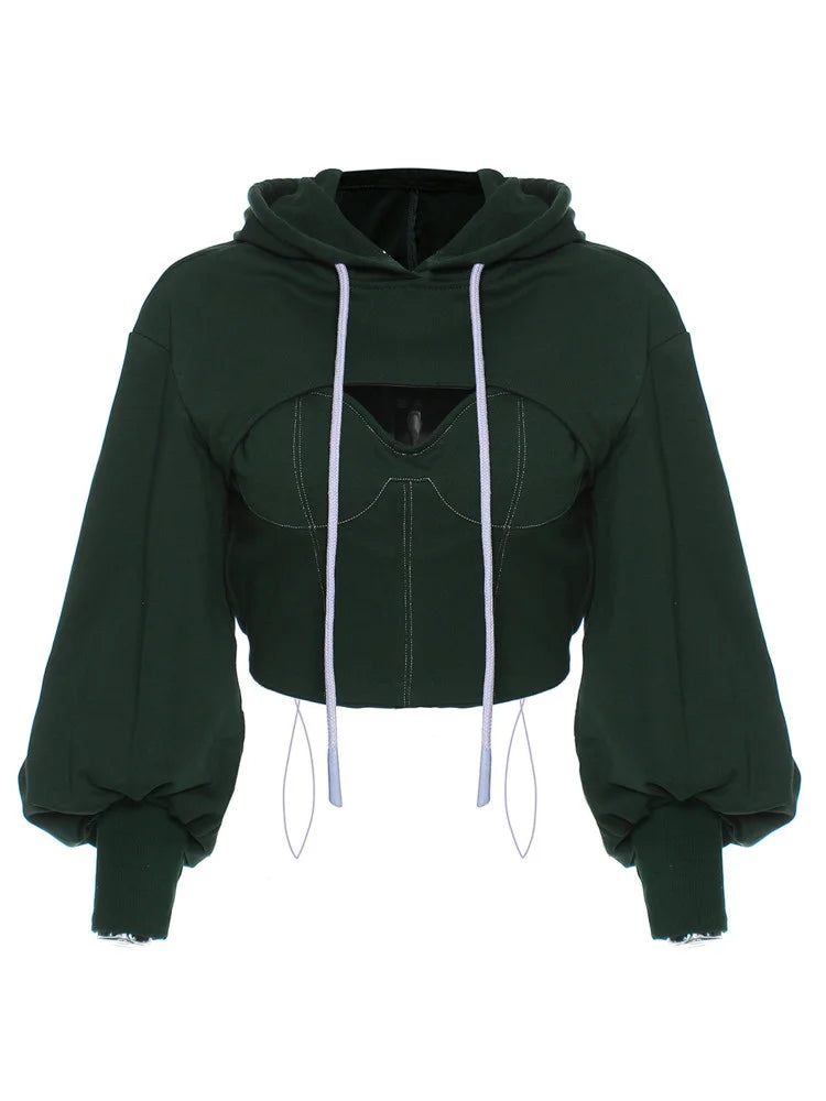 Sweat capuche polaire Crop manches longues avec top