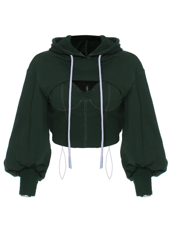 Sweat capuche polaire Crop manches longues avec top