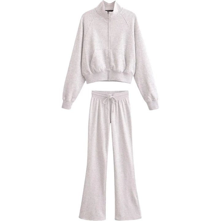 Veste courte zip col haut avec ou sans pantalon