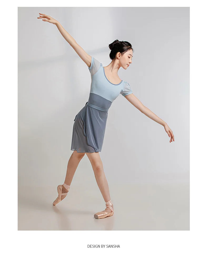 Justaucorps manches courtes bi-colore Sansha