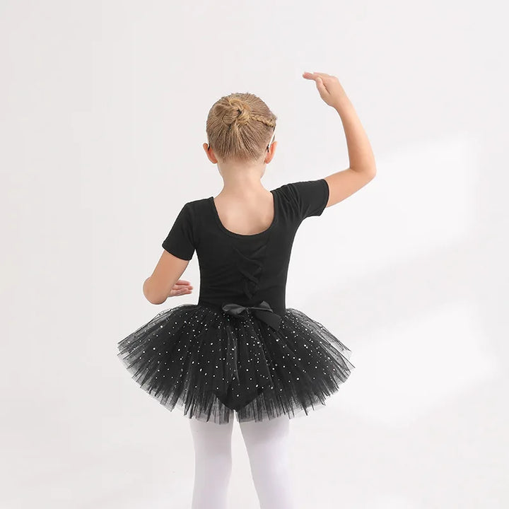 Justaucorps tutu paillettes manches courtes CELESTE