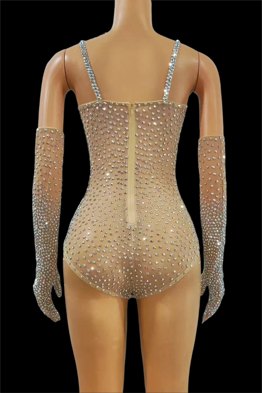 Justaucorps strass avec gants Celil