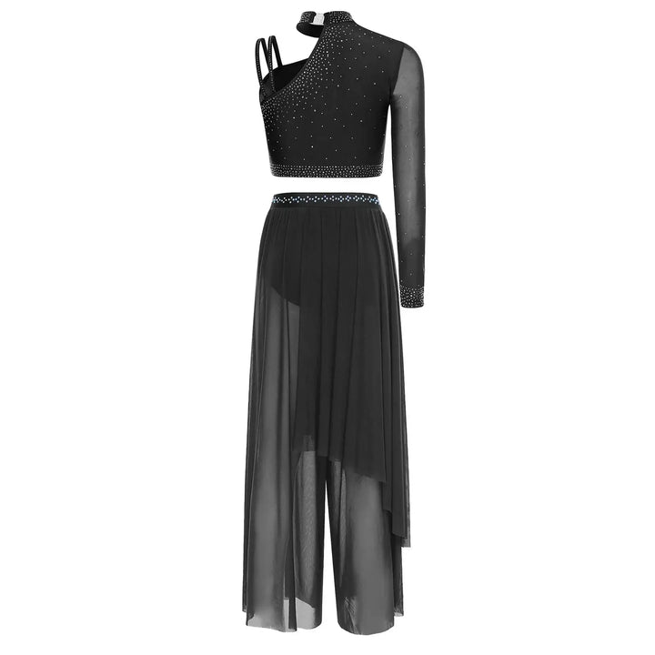 Ensemble shiny top une épaule avec pantalon
