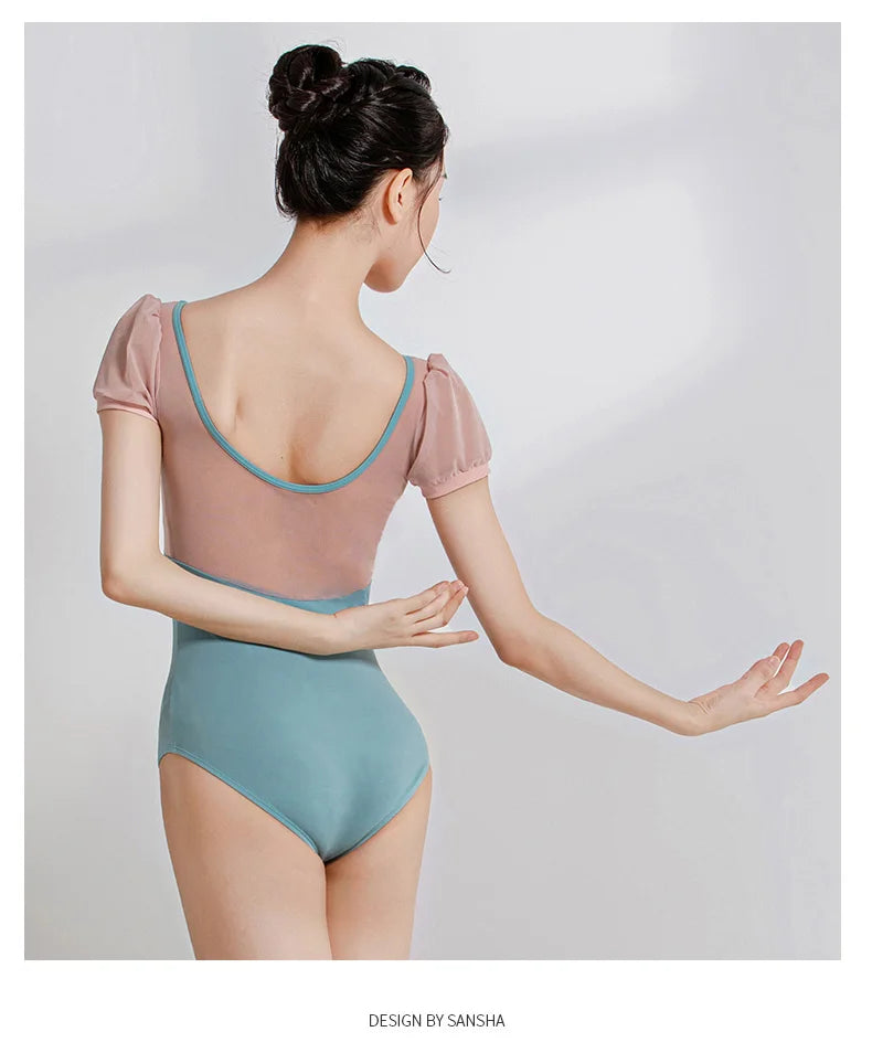 Justaucorps manches courtes bi-colore Sansha