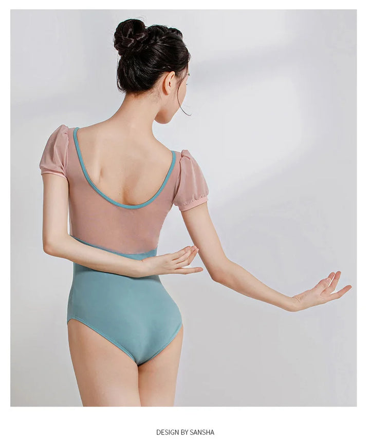 Justaucorps manches courtes bi-colore Sansha