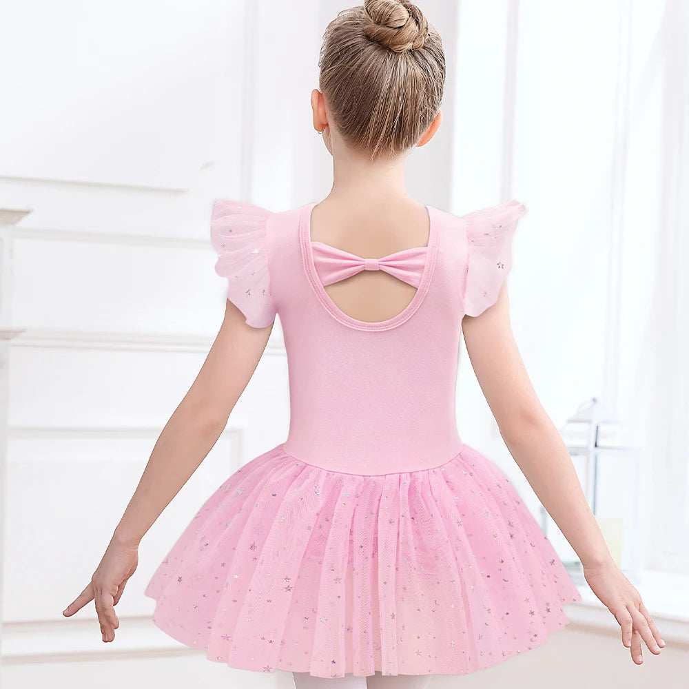 Justaucorps Tutu manches courtes strass et paillettes Kaia