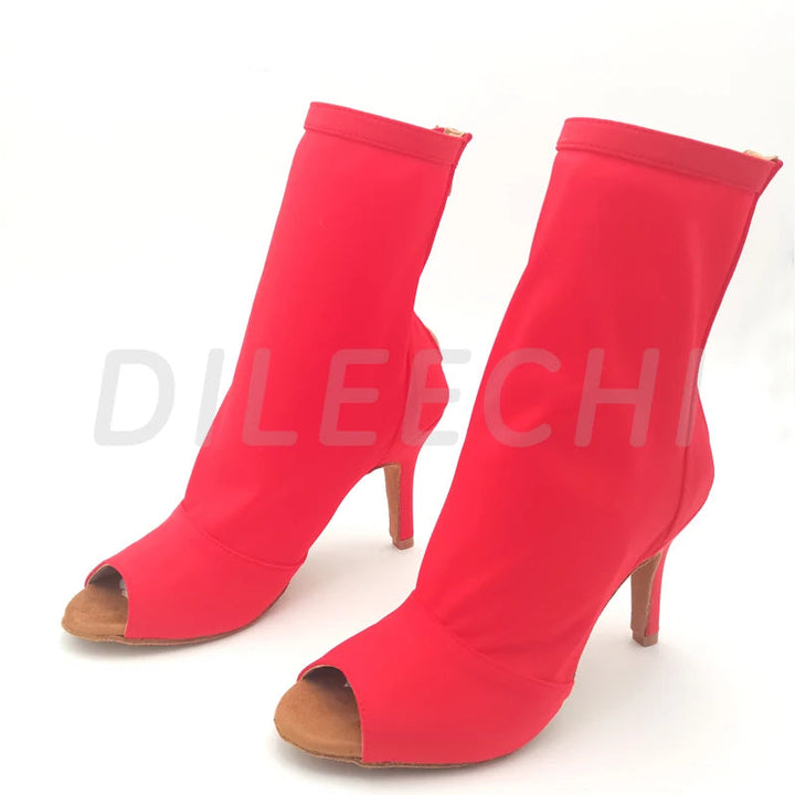 Bottines danse Assa rouge semelle caoutchouc Talons 7.5 à 11cm