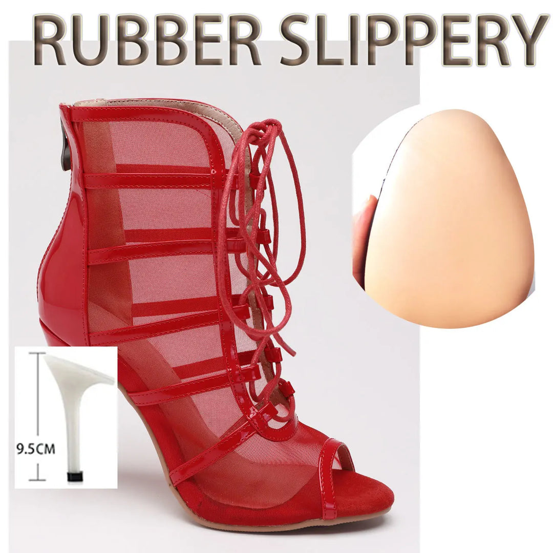 Bottines Ashwini rouge avec semelle caoutchouc Talons 7 à 9.5cm