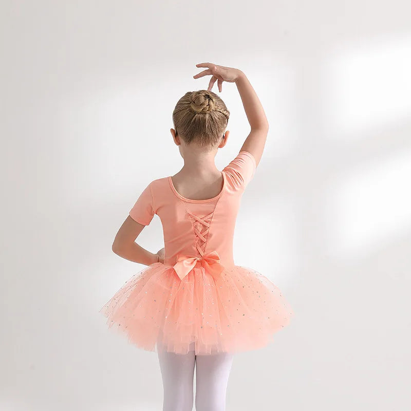 Justaucorps tutu paillettes manches courtes CELESTE