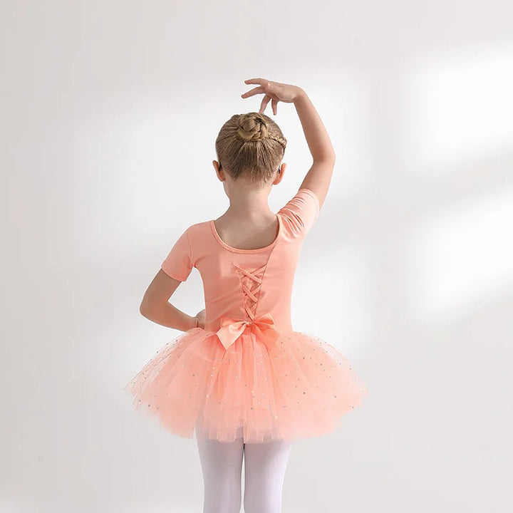 Justaucorps tutu paillettes manches courtes CELESTE
