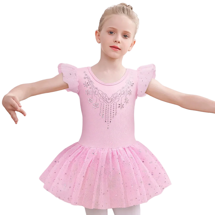 Justaucorps Tutu manches courtes strass et paillettes Kaia