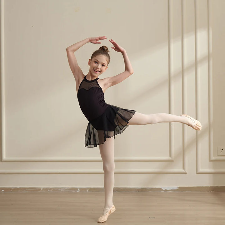 Justaucorps noir sans manche avec jupette Manon