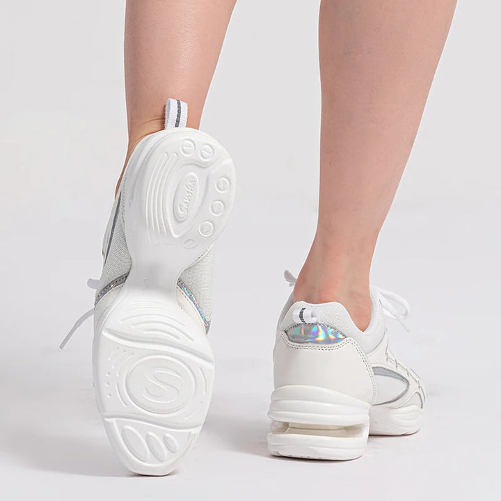 Baskets mesh cuir phosphore Sansha