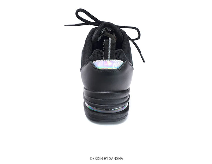 Baskets mesh cuir phosphore Sansha